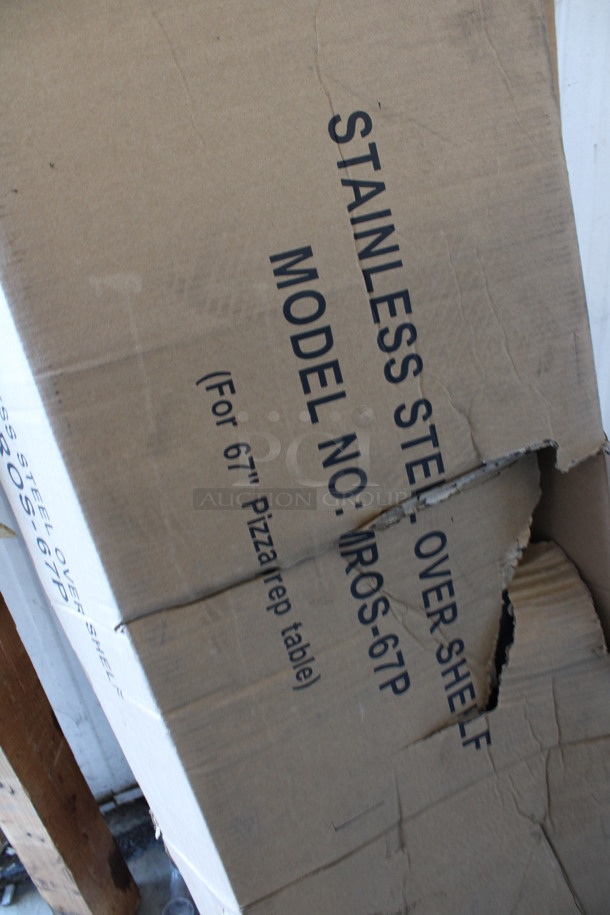 BRAND NEW IN BOX! Mix Rite Model MROS-67P Stainless Steel 2 Tier Over Shelf For 67" Pizza Prep Table. Stock Picture Used For Gallery - Image 3 of 6