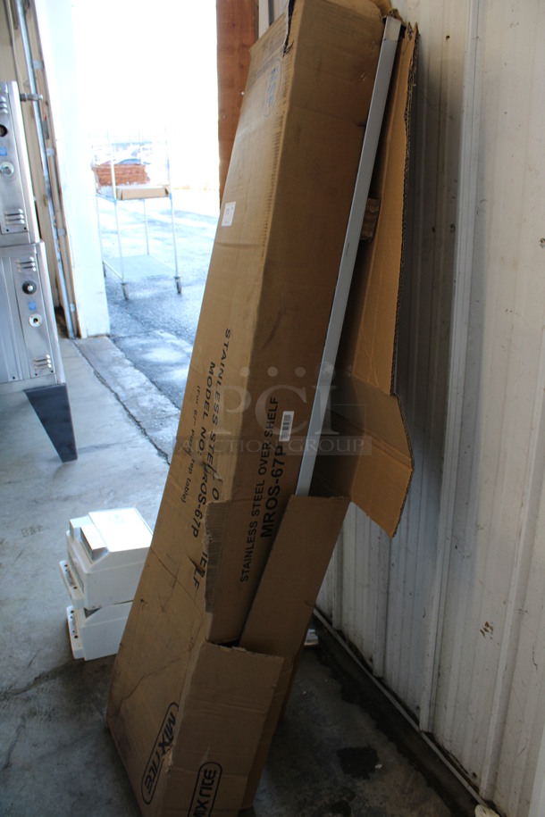 BRAND NEW IN BOX! Mix Rite Model MROS-67P Stainless Steel 2 Tier Over Shelf For 67" Pizza Prep Table. Stock Picture Used For Gallery - Image 4 of 6