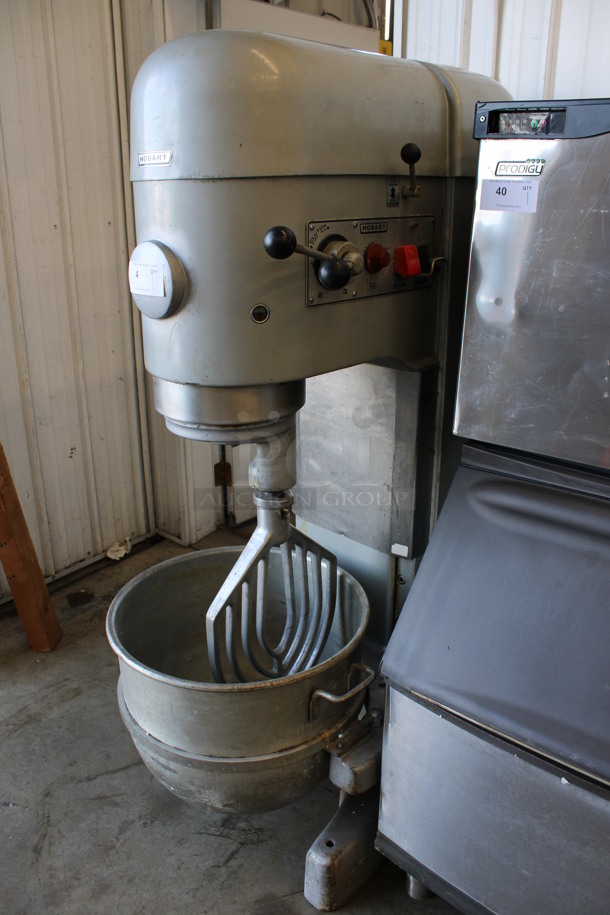 Hobart Model M-802 Metal Commercial Floor Style 80 Quart Planetary Mixer w/ Stainless Steel Mixing Bowl and Paddle Attachment. 200 Volts, 3 Phase. 28x45x65 - Image 2 of 10