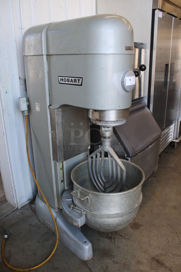 Hobart Model M-802 Metal Commercial Floor Style 80 Quart Planetary Mixer w/ Stainless Steel Mixing Bowl and Paddle Attachment. 200 Volts, 3 Phase. 28x45x65 - Image 4 of 10