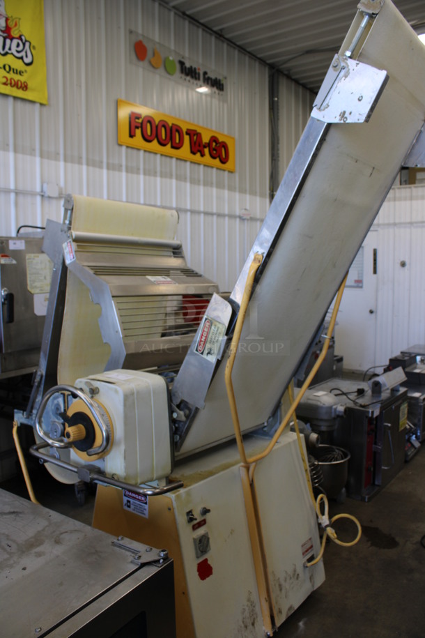 Rondo Seewer Model SSO 68 C Stainless Steel Commercial Floor Style Reversible Dough Sheeter w/ Cutting Station. 220 Volts, 3 Phase. Folded: 76x48x91. Open: 123x48x48 - Image 2 of 12