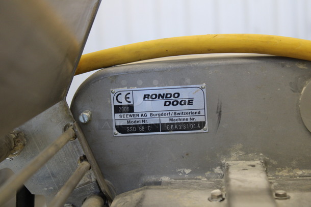 Rondo Seewer Model SSO 68 C Stainless Steel Commercial Floor Style Reversible Dough Sheeter w/ Cutting Station. 220 Volts, 3 Phase. Folded: 76x48x91. Open: 123x48x48 - Image 3 of 12