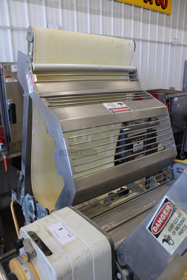 Rondo Seewer Model SSO 68 C Stainless Steel Commercial Floor Style Reversible Dough Sheeter w/ Cutting Station. 220 Volts, 3 Phase. Folded: 76x48x91. Open: 123x48x48 - Image 4 of 12