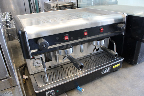 So Cafe Innovation Model 046 Stainless Steel Commercial Countertop 2 Group Espresso Machine w/ 2 Portafilters and 2 Steam Wands. 220 Volts. 27x21x17 - Image 2 of 7