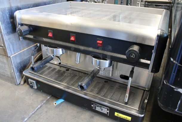 So Cafe Innovation Model 046 Stainless Steel Commercial Countertop 2 Group Espresso Machine w/ 2 Portafilters and 2 Steam Wands. 220 Volts. 27x21x17 - Image 6 of 7
