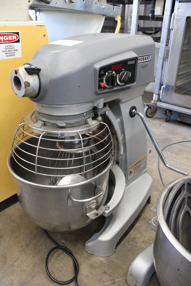 Hobart Legacy Model HL200 Metal Commercial Countertop 20 Quart Planetary Mixer w/ Stainless Steel Mixing Bowl, Bowl Guard, Whisk and Dough Hook Attachments. 100-120 Volts, 1 Phase. 16x21x29. Tested and Working!
