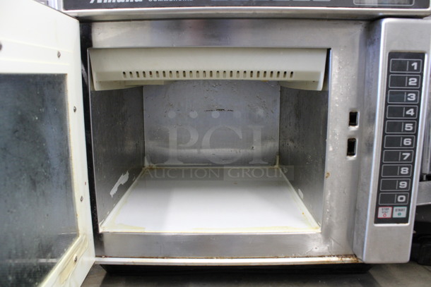 Amana Stainless Steel Commercial Countertop Microwave Oven. 19x24x18 - Image 3 of 5