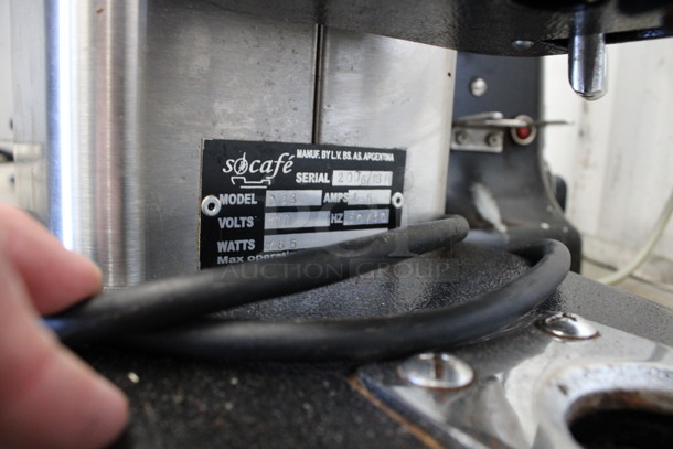 Socafe Model 023 Metal Commercial Countertop Espresso Bean Grinder. 110 Volts, 1 Phase. 8x16x22. Tested and Working! - Image 5 of 6