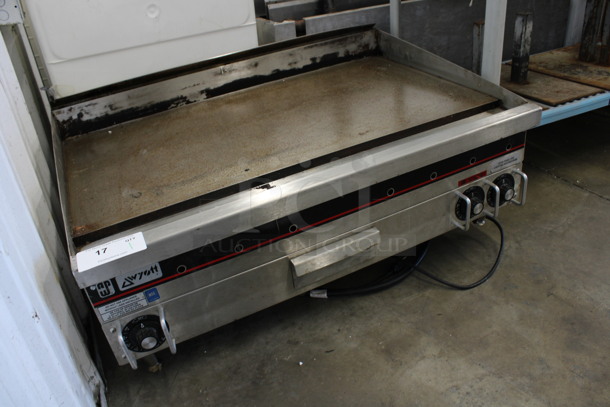 APW Wyott Stainless Steel Commercial Countertop Propane Gas Powered Flat Top Griddle w/ Thermostatic Controls. 36x26x17 - Image 3 of 7