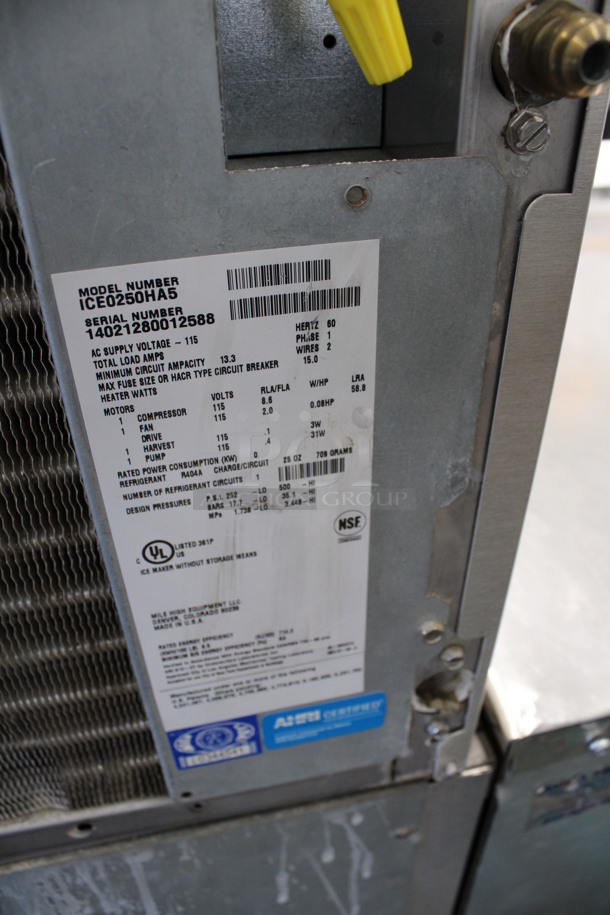 Ice O Matic Model ICE0250HA5 Stainless Steel Commercial Air Cooled Ice Machine Head on Manitowoc Model S400 Stainless Steel Ice Bin. 115 Volts, 1 Phase. 30.5x34x58 - Image 5 of 6
