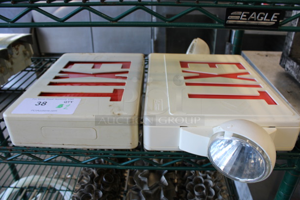 ALL ONE MONEY! Lot of 2 White Poly Exit Signs! Includes 20x4x10 - Image 1 of 3