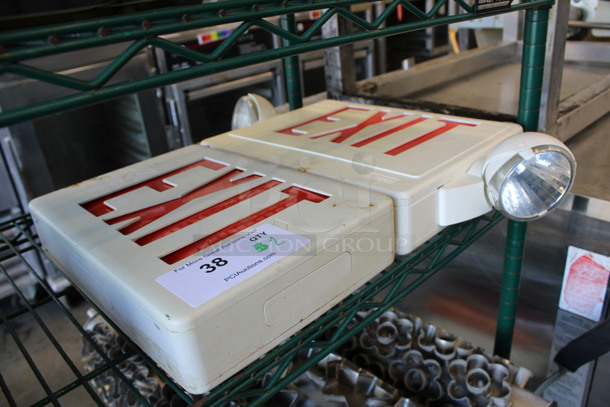 ALL ONE MONEY! Lot of 2 White Poly Exit Signs! Includes 20x4x10 - Image 2 of 3