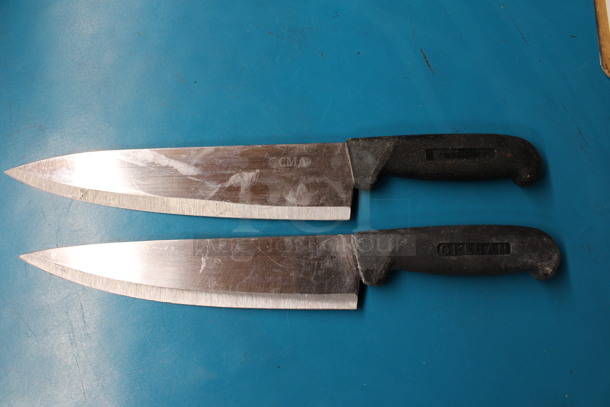 2 Sharpened Stainless Steel Chef Knives. Includes 14