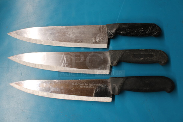 3 Sharpened Stainless Steel Chef Knives. Includes 14