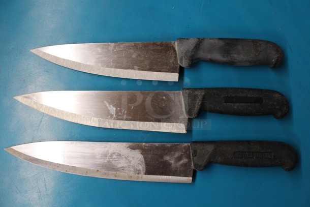 3 Sharpened Stainless Steel Chef Knives. Includes 14