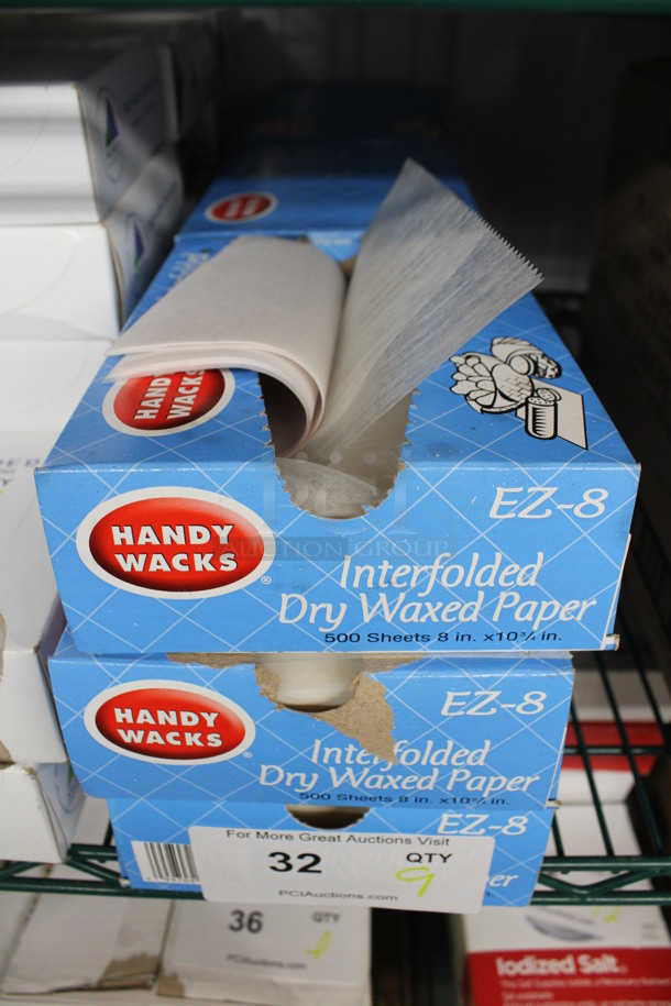 9 Boxes of Handy Wacks EZ-8 Interfolded Dry Wax Paper. 6 BRAND NEW. 9 Times Your Bid!
