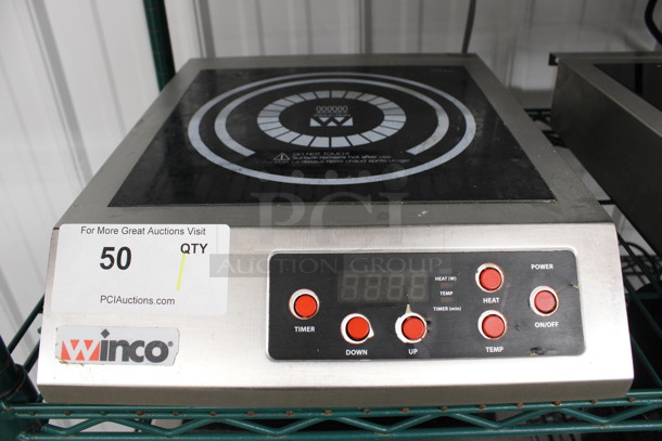 2016 Winco Model EIC-400 Stainless Steel Countertop Single Burner Induction Range. 120 Volts, 1 Phase. 13x17x4