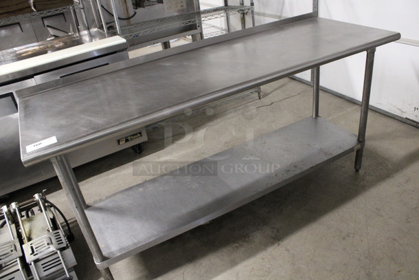 Stainless Steel Commercial Table w/ Metal Under Shelf. 72x24x37