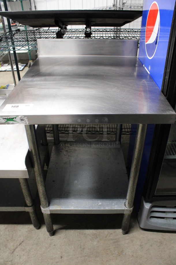 Regency Stainless Steel Commercial Table w/ Back Splash and Metal Under Shelf. 24x30x39