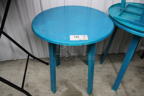 Blue Round Dining Table. 24x24x28