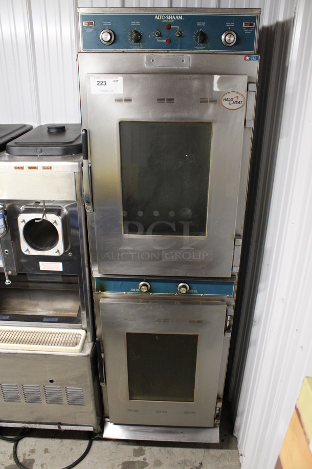 Alto Shaam Model 1000-TH/I DELUXE Stainless Steel Commercial Cook N Hold Oven on Commercial Casters. 208-240 Volts. 23x30x76.5
