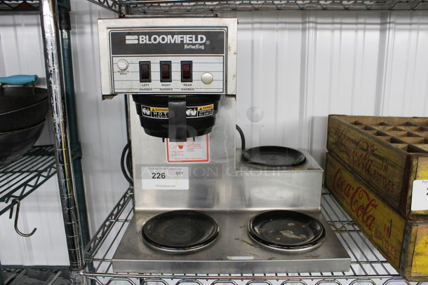 Bloomfield Stainless Steel Commercial Countertop 3 Burner Coffee Machine w/ Poly Brew Basket. 115 Volts, 1 Phase. 16.5x14.5x16.5