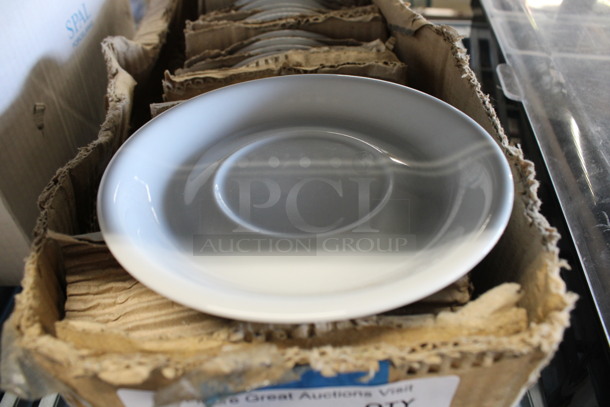 36 BRAND NEW IN BOX! White Ceramic Saucers. 5.75x5.75x1. 36 Times Your Bid!