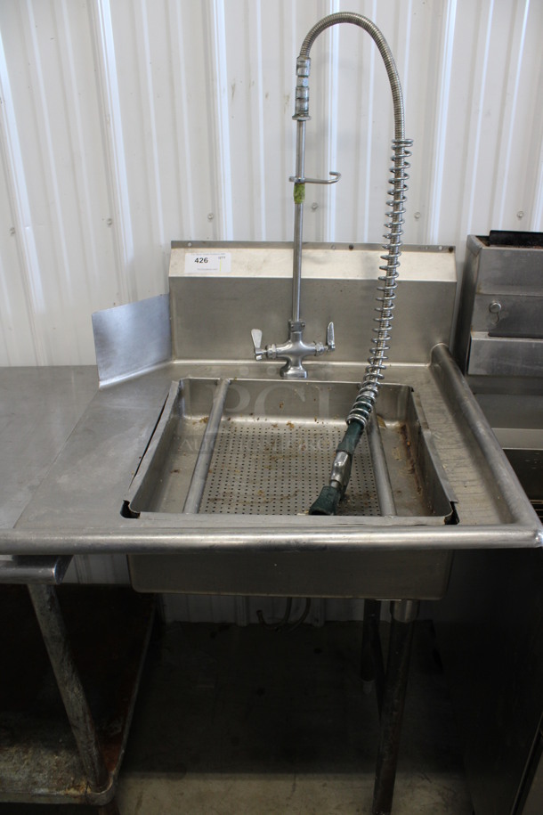 Stainless Steel Commercial Right Side Dirty Side Dishwasher Table w/ Spray Nozzle Attachment and Handles. 30x30x46