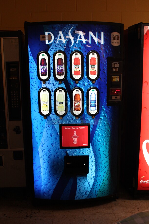 Dixie-Narco Refrigerated Vending Machine with Bill Acceptor! 115 Volts. 60HZ. 1 phase. 38x36x72. Does Not Include Keys! - Image 1 of 4