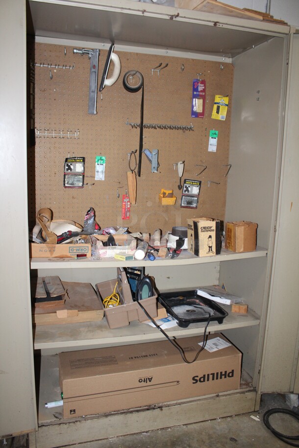 Metal Storage Cabinet with Various Tools and Supplies! 48x24x78 - Image 2 of 7