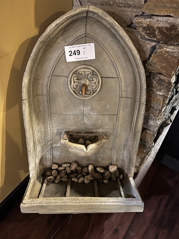 Decorative Wall Mount Stone Water Fountain With Stones. 17x10x36 - Image 1 of 4