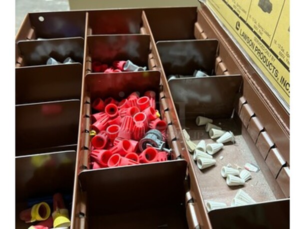 Steel Lawson Products, Inc Stackable Storage Cabinet with Various Screws, Nuts, Wire Connectors, and Much More! 20x16x58 - Image 2 of 5