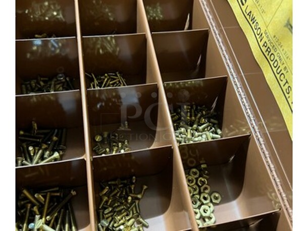 Steel Lawson Products, Inc Stackable Storage Cabinet with Various Screws, Nuts, Wire Connectors, and Much More! 20x16x58 - Image 3 of 5