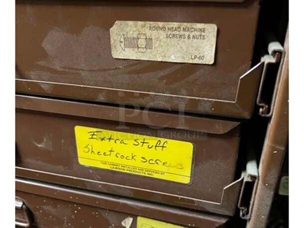 Steel Lawson Products, Inc Stackable Storage Cabinet with Various Screws, Nuts, Pull Rivets and Much More! 20x16x66 - Image 5 of 6
