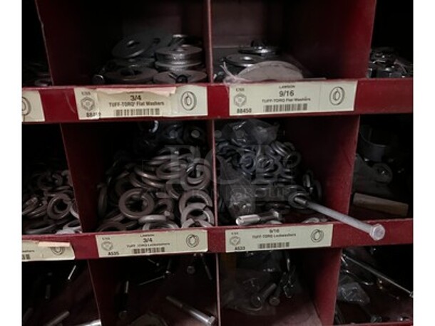 Steel Lawson Products, Inc Storage Compartment on Stand With Various Washers, Capscrews, Nuts, and Much More! 36x12x55 - Image 2 of 5