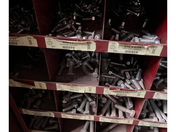 Steel Lawson Products, Inc Storage Compartment on Stand With Various Washers, Capscrews, Nuts, and Much More! 36x12x55 - Image 3 of 5