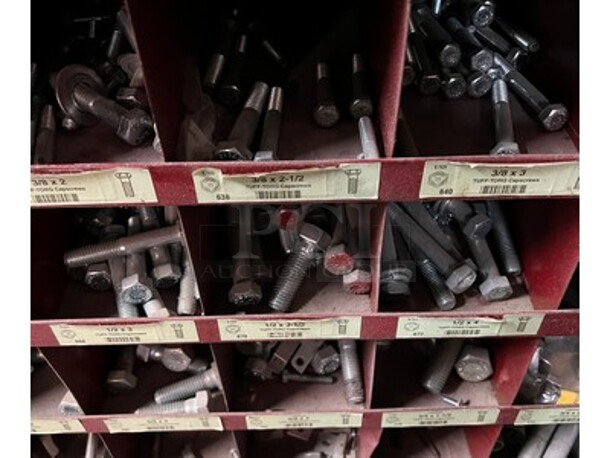 Steel Lawson Products, Inc Storage Compartment on Stand With Various Washers, Capscrews, Nuts, and Much More! 36x12x55 - Image 4 of 5