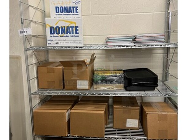 ALL ONE MONEY! Metal Shelving Unit, Various Magazines, Black Trays, and High Point University Magazines 