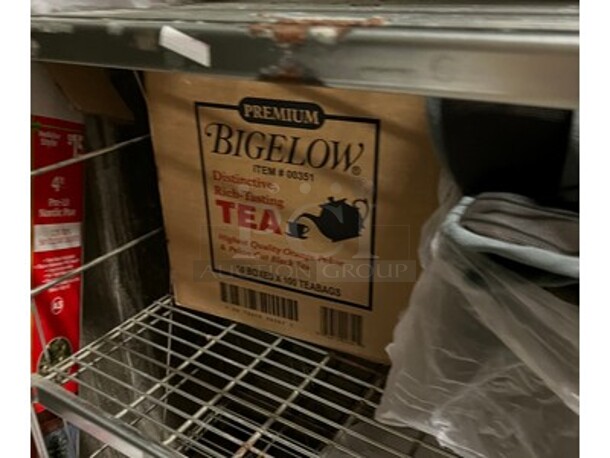 Contents in Room! Lot Includes Metal Shelving Units, Trash Can Liners, BRAND NEW Shower Poofs, BRAND NEW Shower Caps, Sewing Kits, Bigelow Tea Packets, BRAND NEW Tissues, Cleaning Bottles, and More! BUYER MUST REMOVE! Winning Bidder Can Take What They Want From Lot! - Image 9 of 12