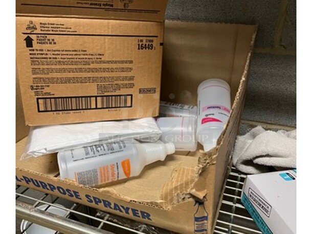Contents in Room! Lot Includes Metal Shelving Units, Trash Can Liners, BRAND NEW Shower Poofs, BRAND NEW Shower Caps, Sewing Kits, Bigelow Tea Packets, BRAND NEW Tissues, Cleaning Bottles, and More! BUYER MUST REMOVE! Winning Bidder Can Take What They Want From Lot! - Image 12 of 12