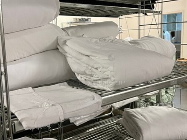 3 Metal Shelving Units With Various Sized Linens and Sheets! BUYER MUST REMOVE! Winning Bidder Can Take What They Want From Lot! - Image 2 of 5
