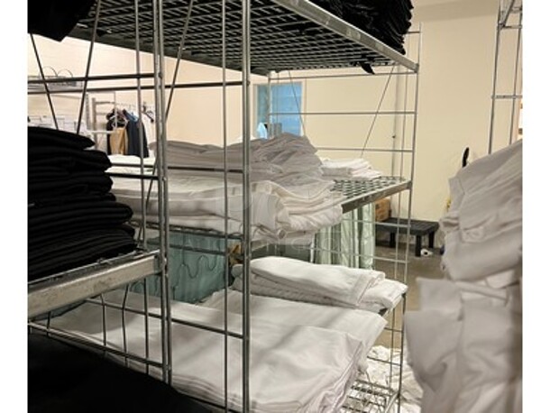 3 Metal Shelving Units With Various Sized Linens and Sheets! BUYER MUST REMOVE! Winning Bidder Can Take What They Want From Lot! - Image 4 of 5