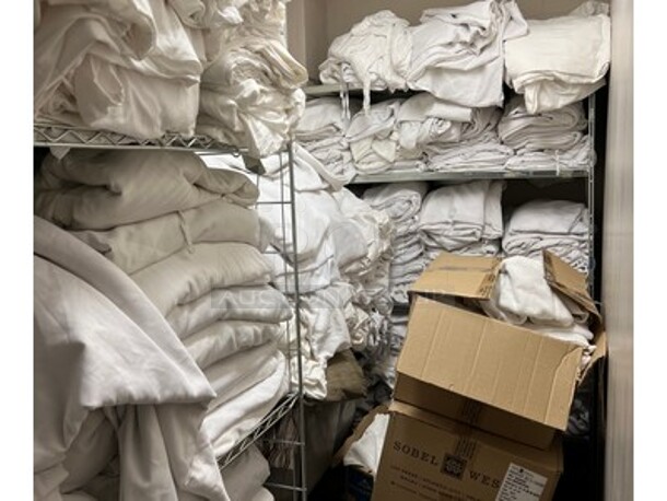 Contents In Room! Includes Metal Shelving Units, Blankets, Towels, Various Sized Sheets, and More! BUYER MUST REMOVE! Winning Bidder Can Take What They Want From Lot! - Image 4 of 7