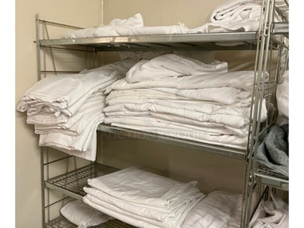 Lot Of Metal Shelving Units, Various Sized Lines, Sheets, Blankets, and Towels! BUYER MUST REMOVE! Winning Bidder Can Take What They Want From Lot! - Image 5 of 5