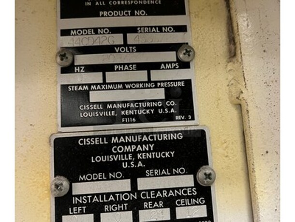 Cissell Model 44CD42G Stainless Steel Industrial Dryer! 203/240 Volts. 47x47x89. BUYER MUST REMOVE! ITEM WILL NEED TO BE DISASSEMBLED! - Image 4 of 5