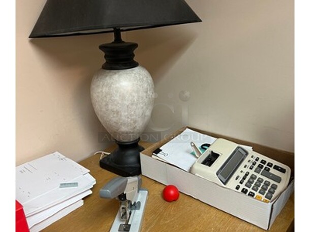 ALL ONE MONEY! Lamp, Printer Calculator, Stapler, 3 Wall Mount File Holders and 2 Chairs!  - Image 4 of 5