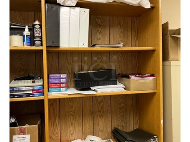 Contents in Entire Room! Lot Includes Wooden Desk, Filing Cabinets, Pitney Bowes Postage Meter, 2 Chairs, Monitor, Keyboard, Phone, Calculator, and More! BUYER MUST REMOVE! Winning Bidder Can Take What They Want From Lot! - Image 4 of 7