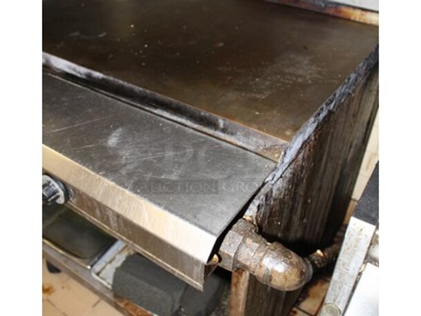 Stainless Steel Commercial Flat Top Griddle With Over Shelf On Commercial Casters. Working Before Business Closed! 32x36x60. - Image 4 of 6