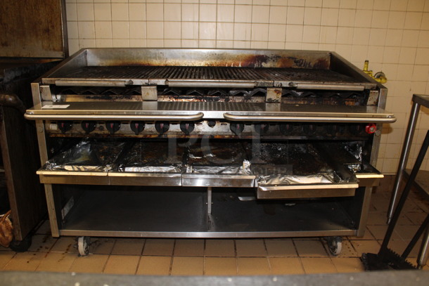 Stainless Steel Commercial Grill On Commercial Casters With Lower Storage. Working Before Business Closed! 58x36x40