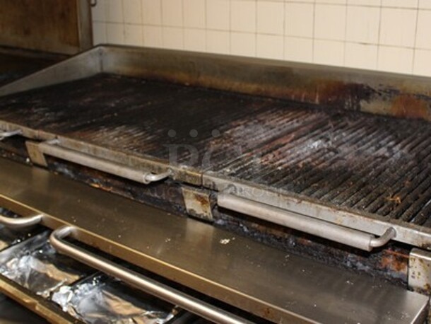 Stainless Steel Commercial Grill On Commercial Casters With Lower Storage. Working Before Business Closed! 58x36x40 - Image 2 of 8
